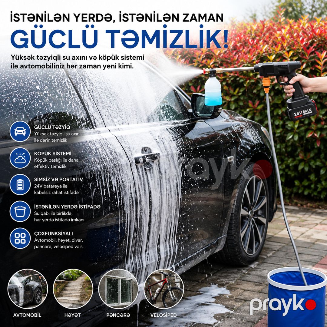 Yüksək təzyiqli yuyucu akkumulyatorlu 800 W 150 bar — Mallar, Bakı (3)