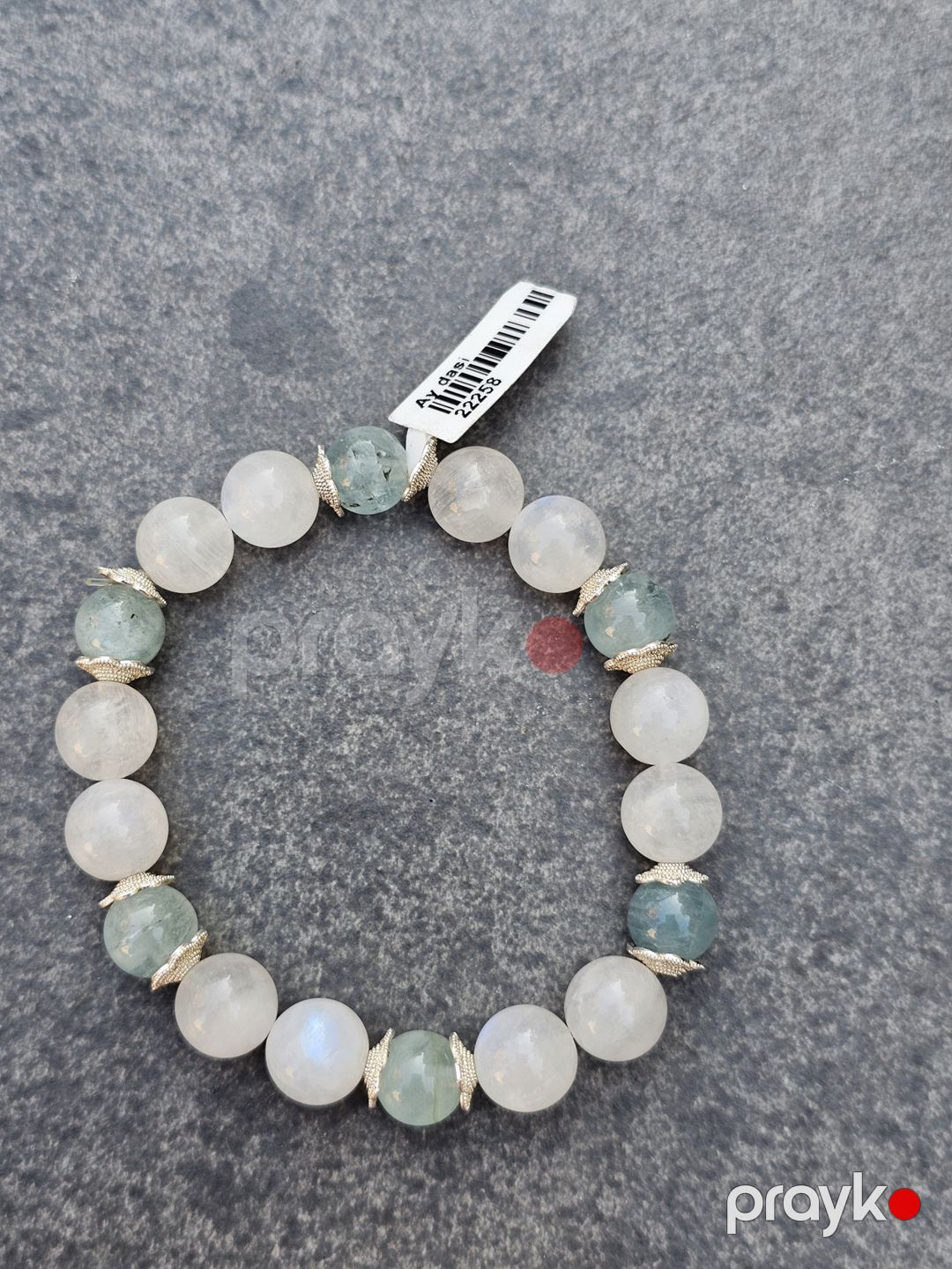 Qolbaq Aqat Silver Təbii Daşlar 01, Ağ/Mavi, Ay daşı və akvamarin, 17-19 mm — Mallar, Bakı (2)