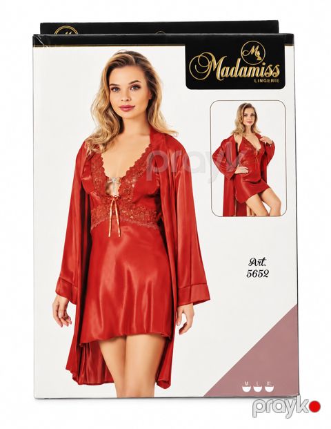 Kombinasiya və xalat dəsti Madamiss, qırmızı, atlas, ölçü XL — Bakı