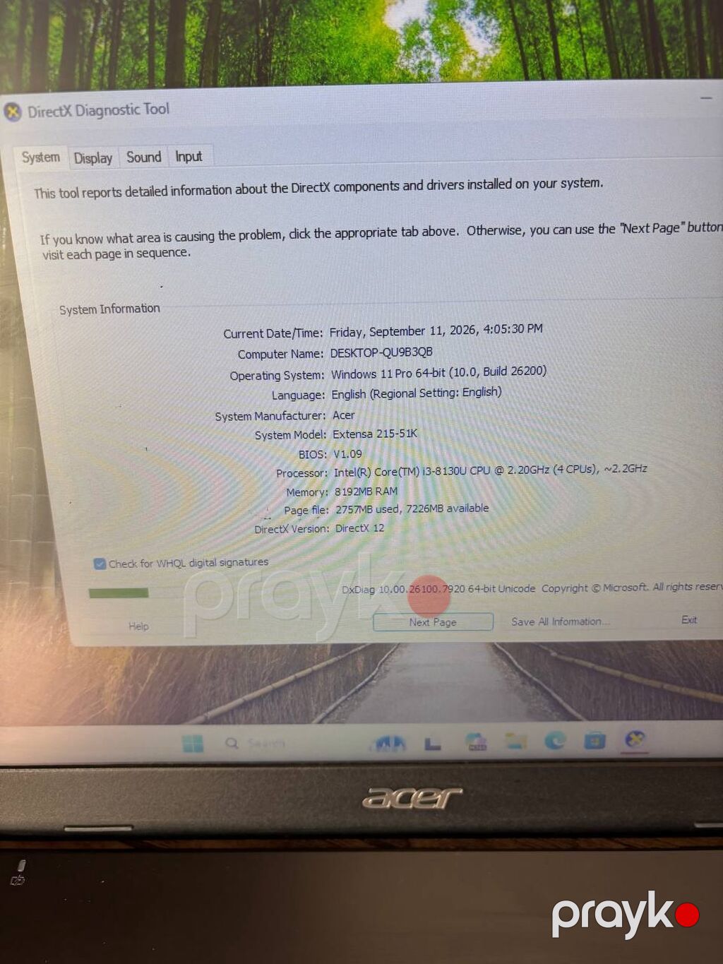 İşlənmiş Acer Extensa, 15.6 Intel Core i3, 256 GB, Ünvandan götürmə, Pulsuz çatdırılma, Ödənişli çatdırılma — Acer, Bakı (9)