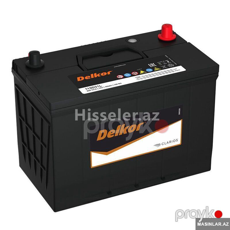 Akkumulyator Delkor 100 Ah R+ 800 A Asia 115d31l — Akkumulyatorlar, Bakı (2)