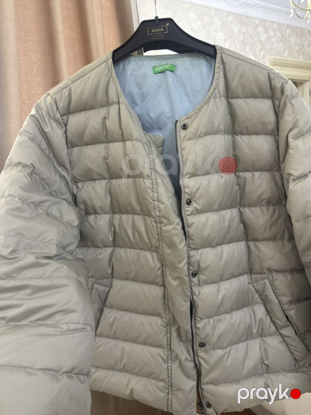 Yüngül puf şişmə jaket - Rəng: açıq boz (iç astar açıq mavi) - Model — Kurtkalar, Bakı (2)