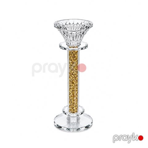 Şamdan 213/RAX008, şüşə, şəffaf/qızılı, 26 sm — Bakı