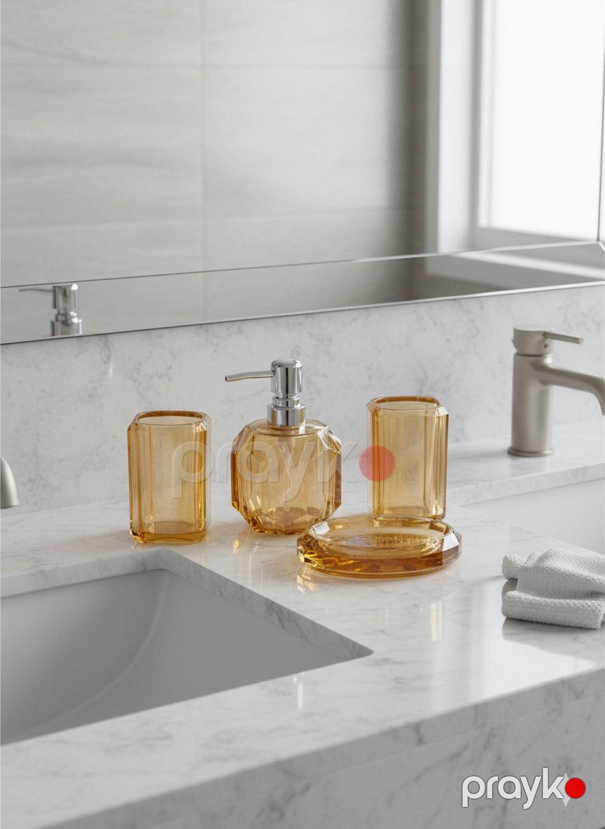 Hamam otağı dəsti NS17, akril, şəffaf/qızılı, 4 əd — Mallar, Bakı (2)