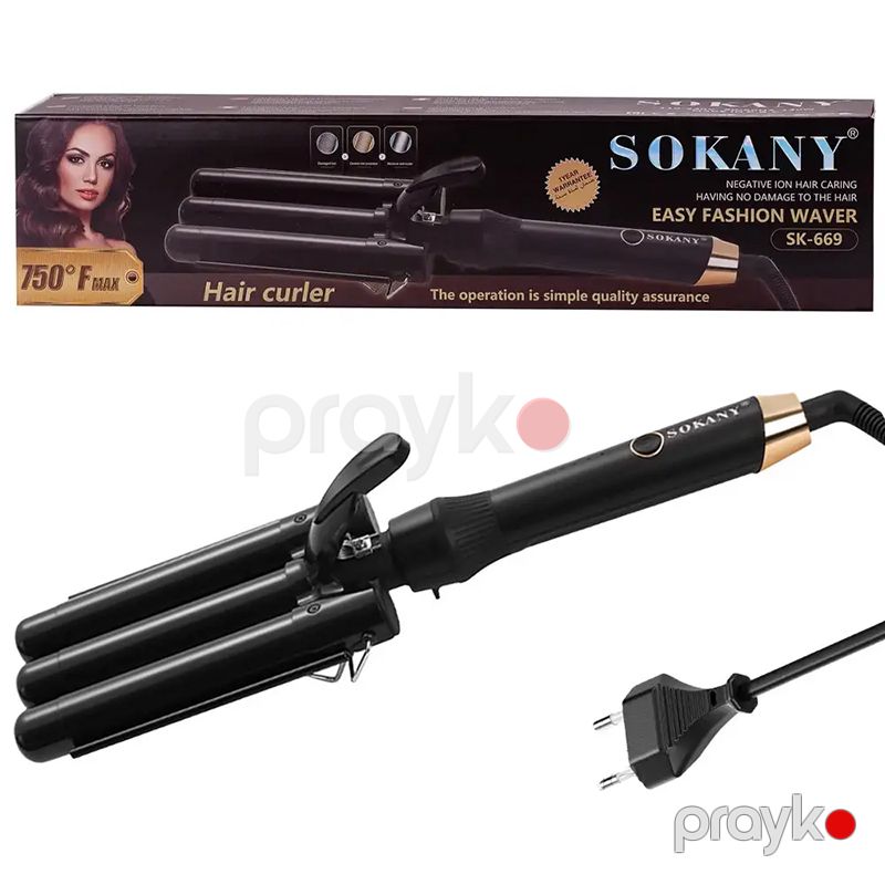 Sokany SK-669 Saç Qıvırıcı – Hamar Su Dalğaları, Kəramik Örtük — Saç burmağa və düzəltməyə, Bakı (3)