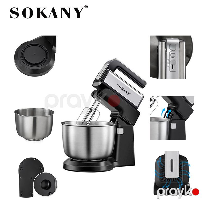 Sokany CX-6652 500W Stand Mikser – 3.5L Paslanmayan Polad Qab, Xəmir və Kremlər üçün — Blenderlər, xırdalayanlar və mikserlər, Bakı (3)