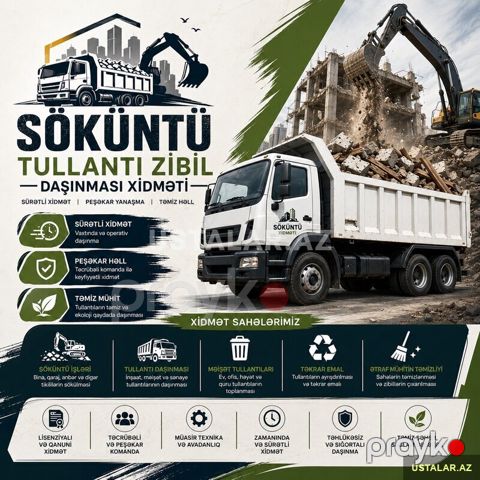 Söküntü, tullantı zibil daşıma xidməti — Bakı