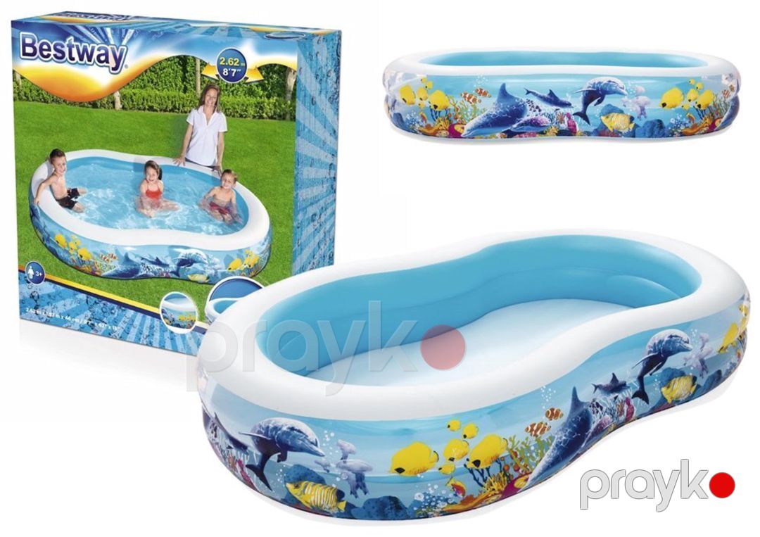 Şişmə hovuz Bestway 54118, düzbucaqlı, 262x157x46 sm, vinil, 6+ yaş — Hovuzlar, Bakı (2)