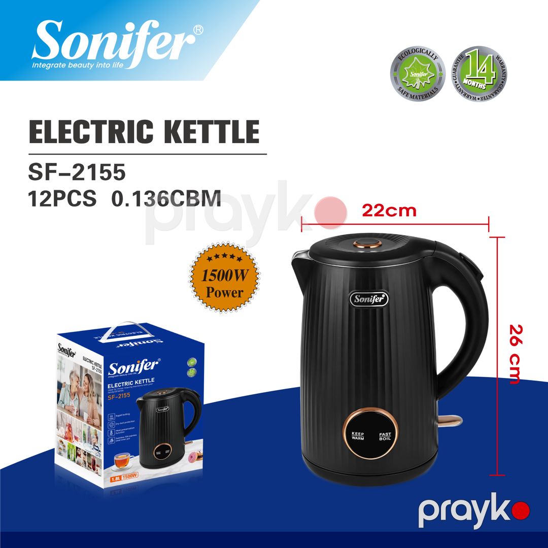 Sonifer SF-2155 Elektrikli Çaydan – 1.8L 1500W Paslanmaz Polad — Elektrik çaydanları və termoslar, Bakı (5)