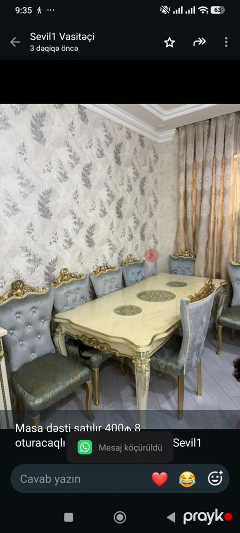 Masa dəsti satılır 400₼.8 oturacaqlıdır.Ünvan Xətai.8230 Sevil1 — Bakı
