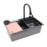 Mətbəx çanağı LS-7545FB4-B SS201 3.0+0.8 750x450x220 qara — Omid.az — Home products