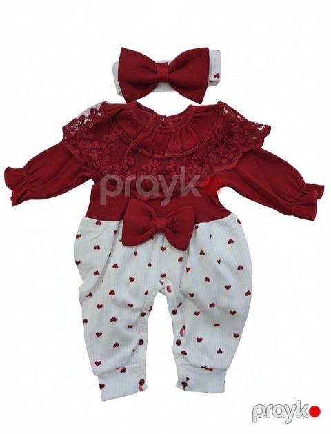 Qızlar üçün bodi 52256919, qırmızı/ağ, pambıq, ölçü 6-9 ay — Bakı