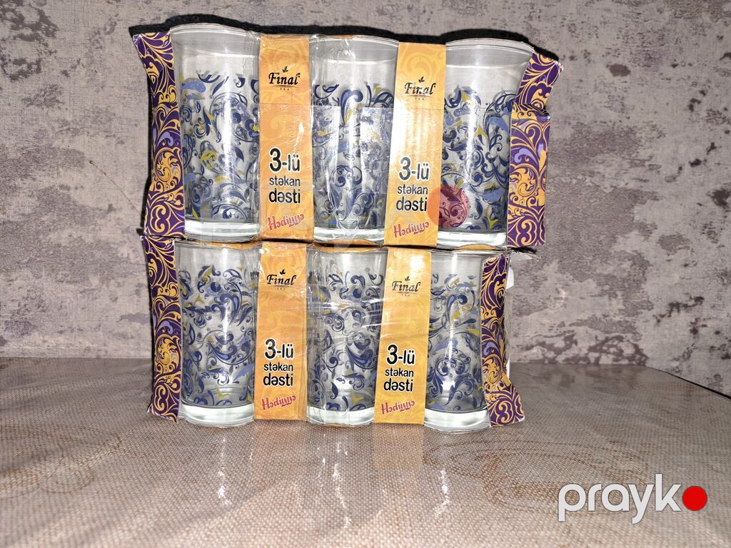 Stəkanlar, rəng - Mavi, Şüşə, 1 əd, 200 ml — Süfrə qabı, Bakı (2)