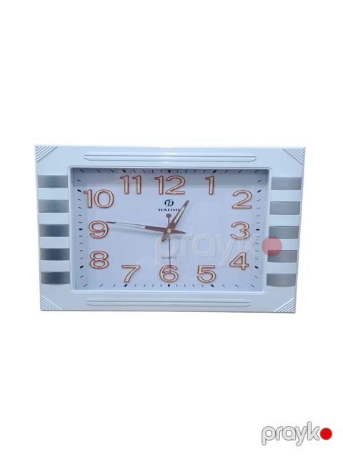 Divar saatı YT-279, kvadrat, şəffaf korpus, gümüşü haşiyə, qara siferblat, 40x35 sm — Bakı