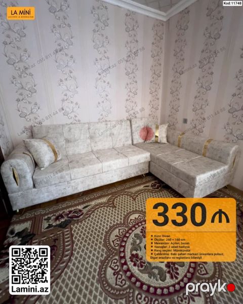 Künc divan – rahat və funksional dizayn - Ölçülər: 260 160 sm — Bakı