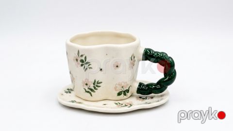 Fincan nəlbəki ilə Ycf-154, farfor, 100 ml, yaşıl — Bakı