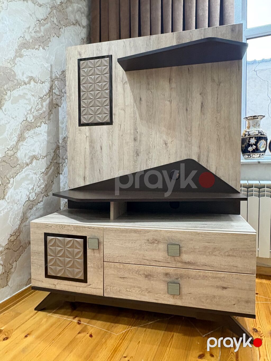 TV stendi və media konsol dəsti - Material: ağac teksturalı — Televizor altlıqları və standlar, Bakı (2)