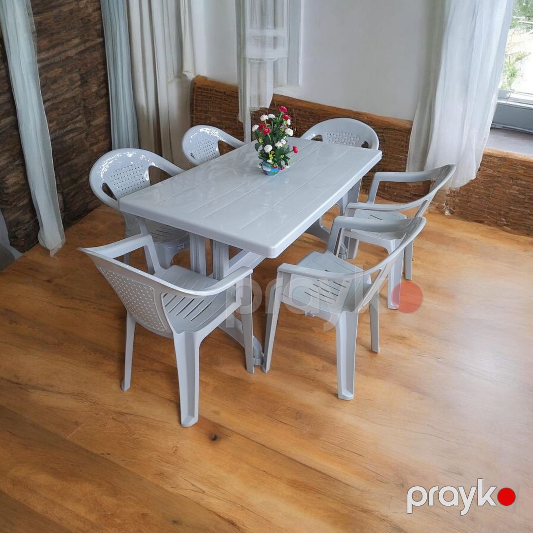 Bağ üçün mebel dəsti 49888673, plastik, ağ, 6 nəfərlik — Mallar, Bakı (2)
