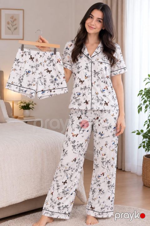 Şalvarlı və şortlu pijama dəsti, rəngbərəng, poliester, ölçü M/L — Bakı