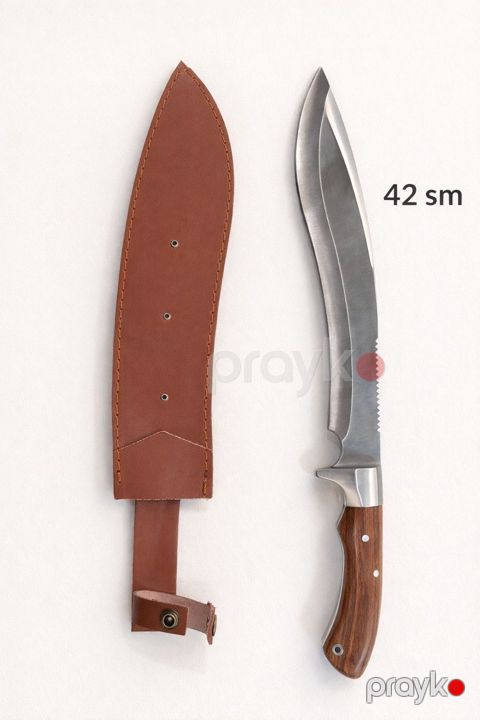 Kempinq üçün bıçaq AİB080-1802, paslanmayan polad/taxta, gümüşü, 42 sm — Bakı