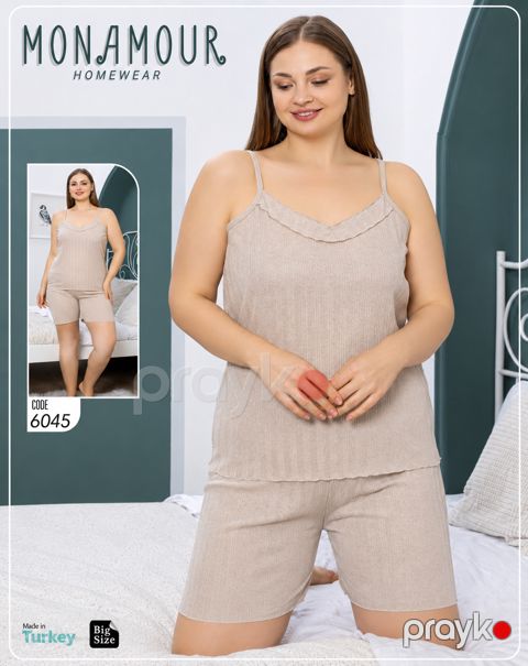Qadınlar üçün şortlu pijama dəsti 2365927, bej, pambıq, ölçü 4XL — Bakı