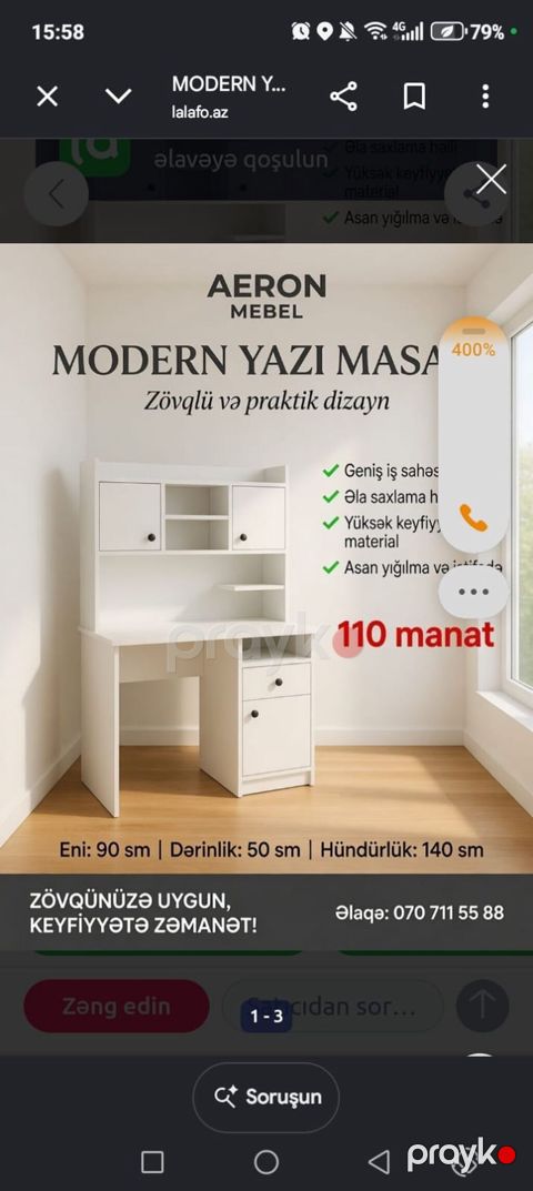 Aeron Mebel – Modern Yazı Masası Zövqlü və praktiki dizaynlı iş — Bakı