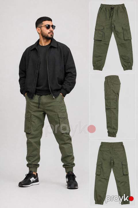Karqo şalvar kişilər üçün, xaki, pambıq, ölçü 30 — Bakı