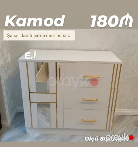 Kamod – zərif dizaynlı, qızılı dekor xətləri və tutacaqları ilə — Digah