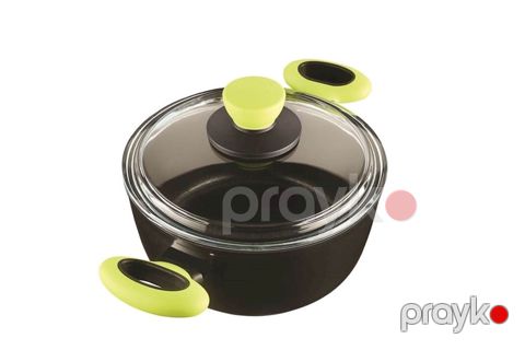 Qazan Leggno Colorgy, alüminium/titan, 24 sm/4700 ml, qara-yaşıl — Bakı
