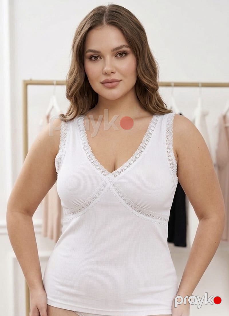 Qadın üçün süngərli mayka 5518_RB, ağ, ölçü One Size — Mallar, Bakı