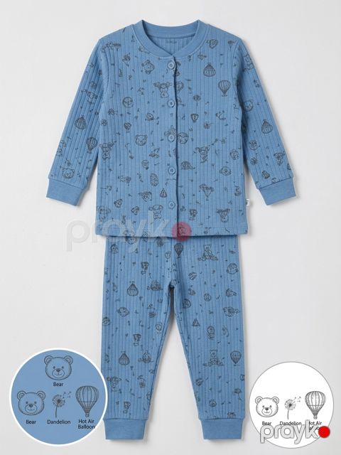 Oğlanlar üçün şalvarlı pijama dəsti 2448029, mavi, pambıq, ölçü 4 yaş — Bakı