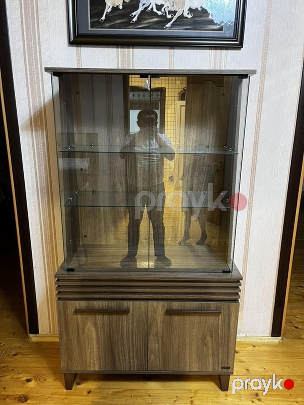 Mebel dəsti – TV stendi və vitrin şkafları - Material: ağac — Qonaq otağı üçün, Gəncə (2)