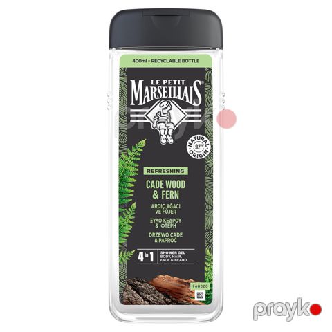 Kişilər üçün gel-şampun Le Petit Marseillais Cade Wood & Fern 4-ü 1-də 400 ml — Bakı