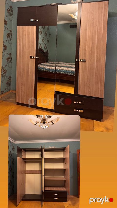 İşlənmiş, 4 qapılı, Güzgülü, Qəhvəyi, Açılan, Düz dolab — Bakı