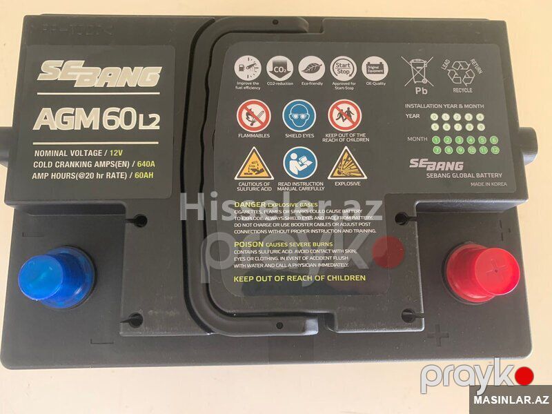 Akkumulyator Sebang Agm 60 Ah R — Akkumulyatorlar, Bakı (2)