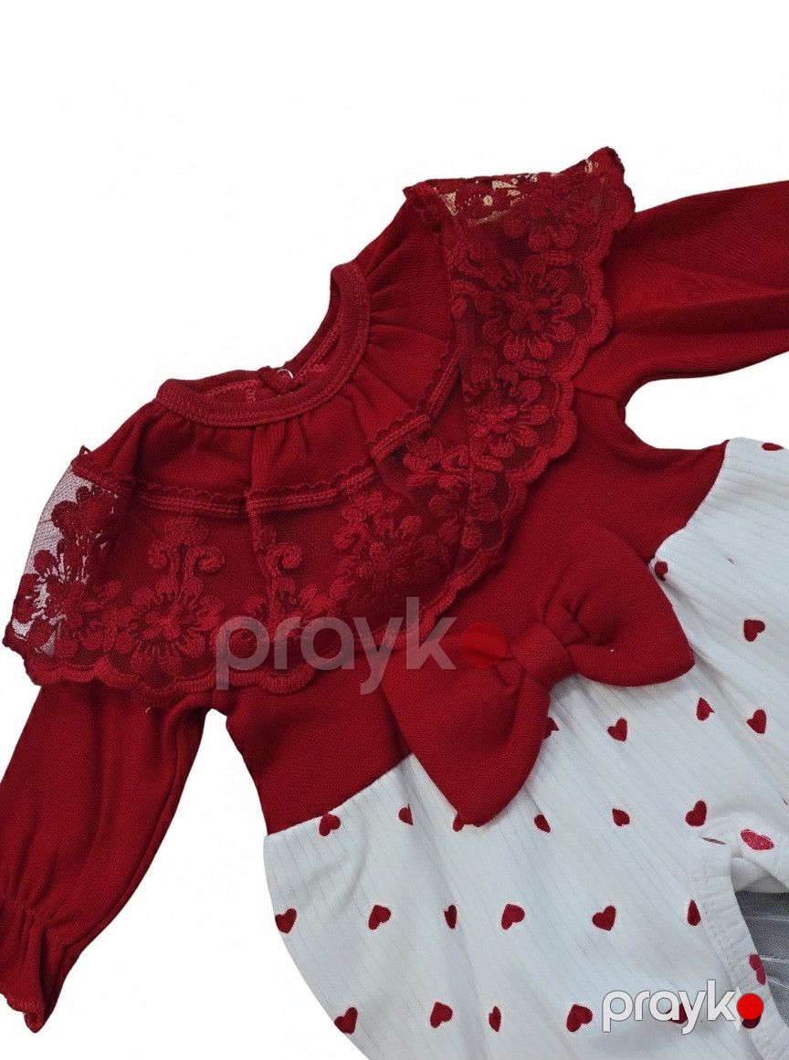 Qızlar üçün bodi 52256919, qırmızı/ağ, pambıq, ölçü 6-9 ay — Mallar, Bakı (3)