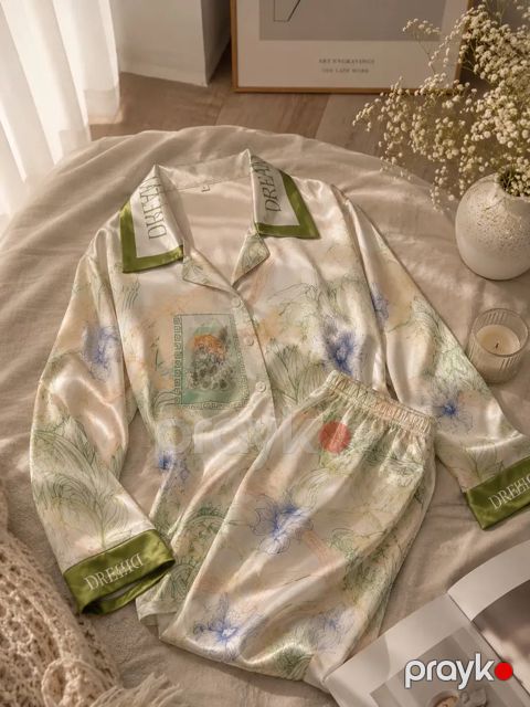 Qadınlar üçün şalvarlı pijama dəsti, yaşıl, poliester, ölçü 36/38 — Bakı
