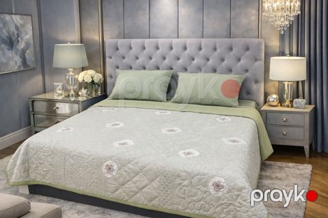 Örtük və yastıq üzü dəsti Pima VM025-2303, ikinəfərlik, satin, açıq yaşıl, 230x250 sm — Bakı