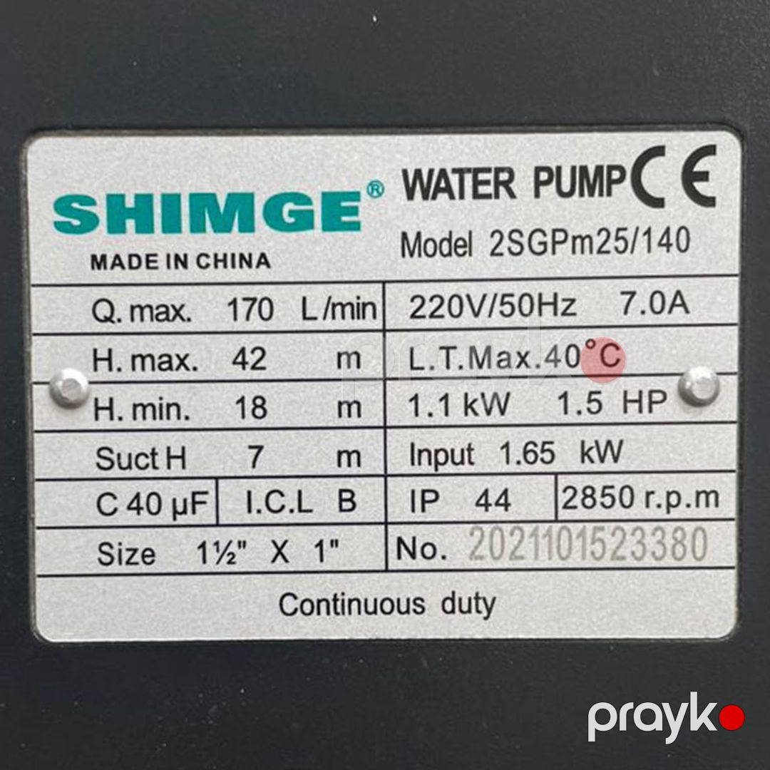 Səthi nasos Shimge 2SGPm25/140 1167 — Mallar, Bakı (2)