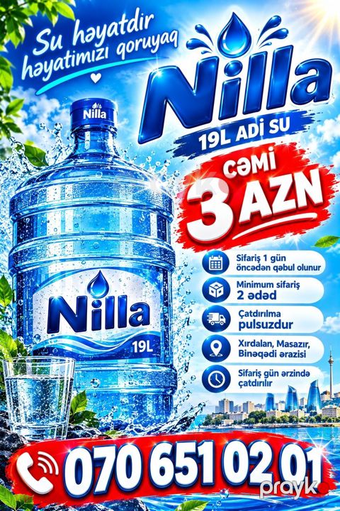 Nilla – 19L adi içməli su - Həcm: 19 litr qab (dispenser üçün uyğun) — Xırdalan