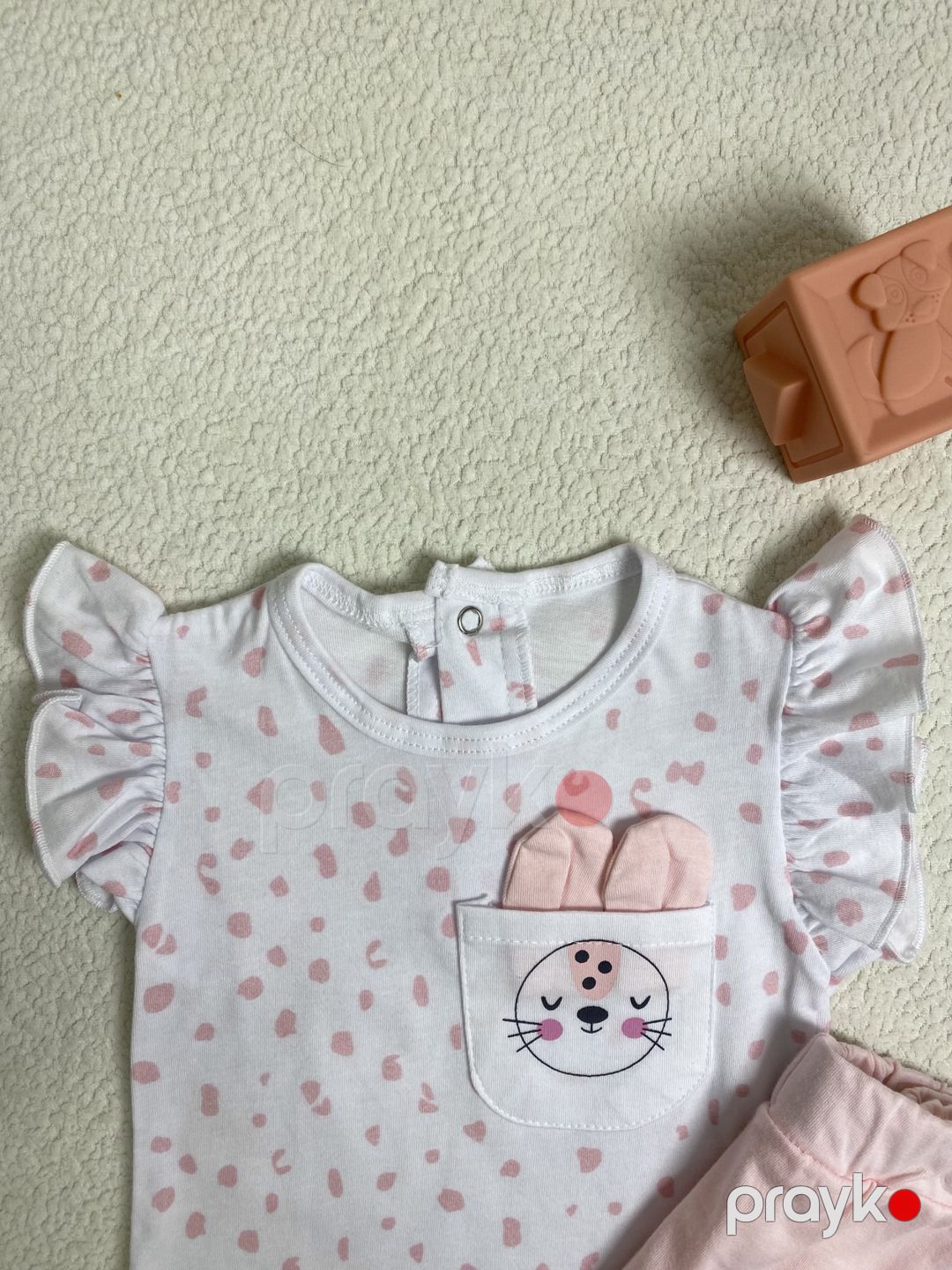 Qızlar üçün şortlu dəst, çəhrayı, pambıq, ölçü 6-9 ay — Mallar, Bakı (3)