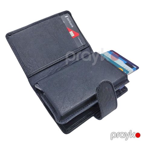 Kişilər üçün təbii dəri pul kisəs Cliff Wco_Cliff_211_Black_1, qara — Bakı