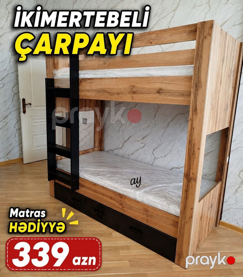 İkimərtəbəli çarpayı - Material: ağ və ya ağac teksturalı korpus — Yataqlar, Digah (3)