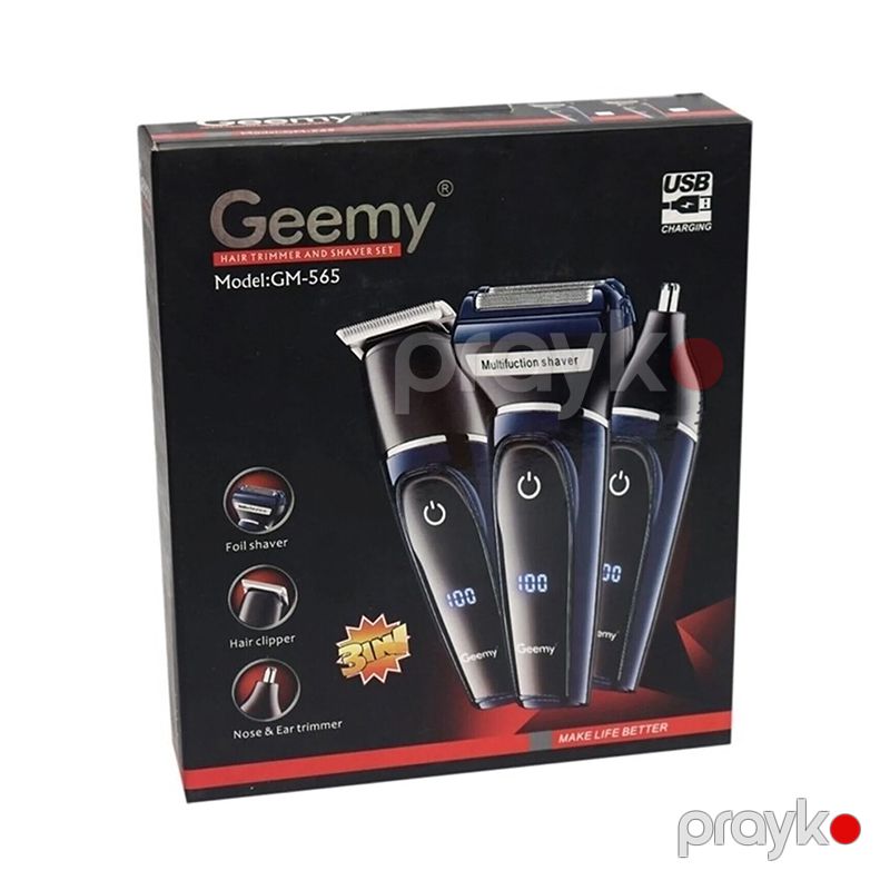 Geemy GM‑565 3-ü 1-də Elektrik Təraş Maşını – Saqqal, Burun və Qulaq Trimmeri — Saç kəsmə maşınları, Bakı (2)