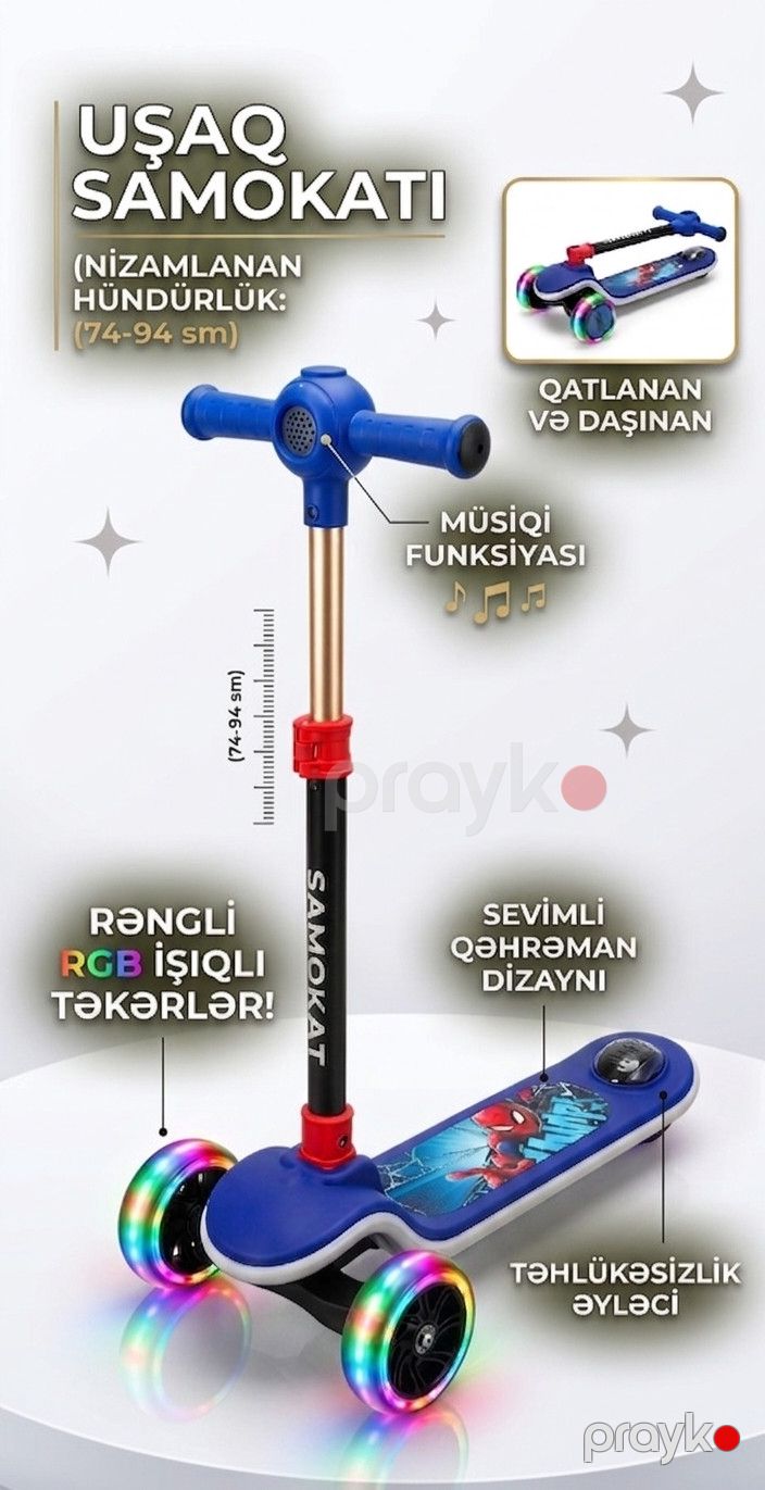 Qatlanan samokat, göy — Mallar, Bakı (2)