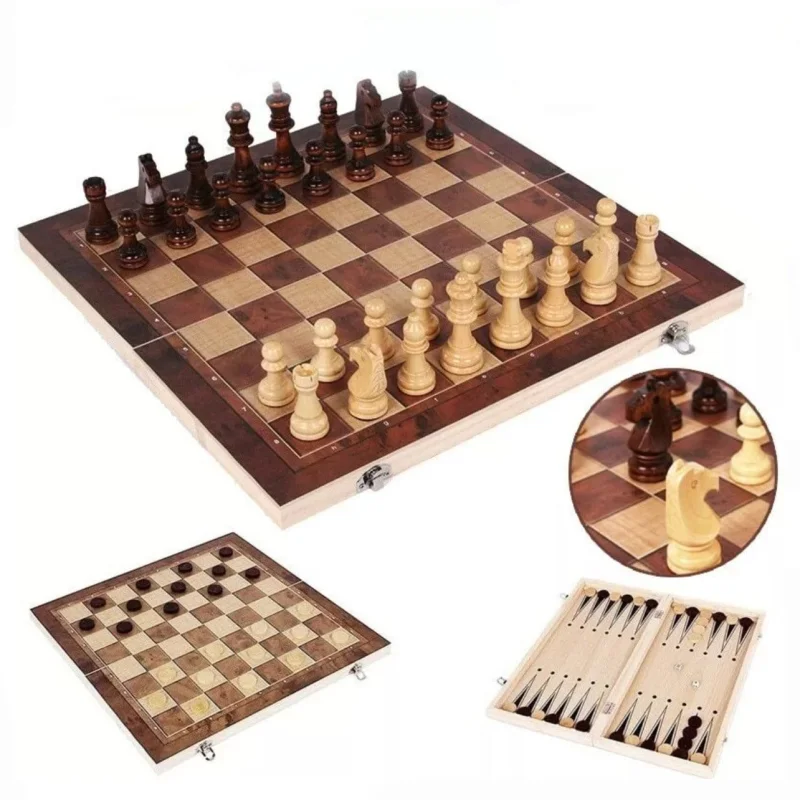 Şahmat + dama + nərd (3-ü 1-də) WS0538, taxta, 29x29 sm — Top oyunları, Bakı (2)
