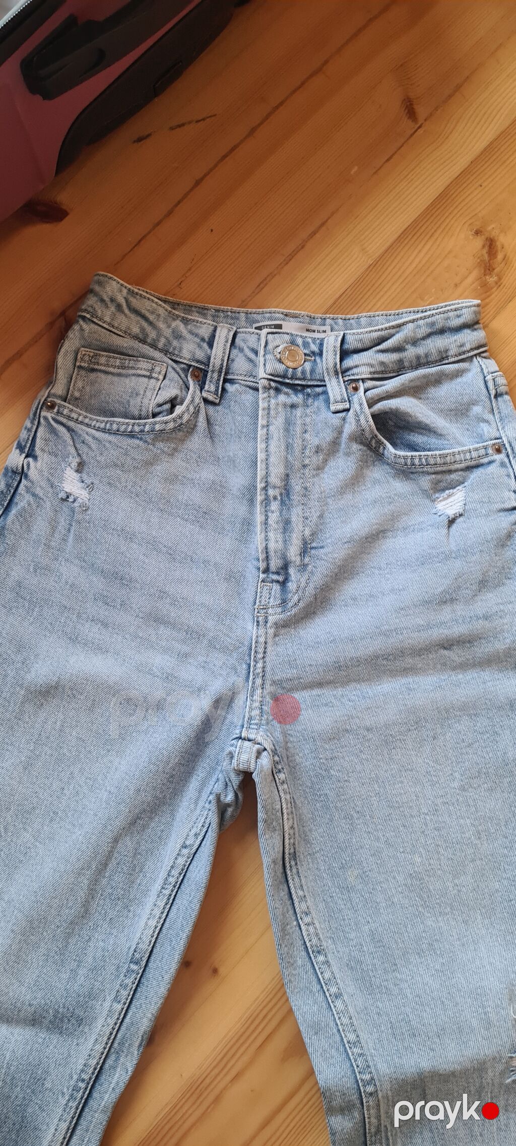 Bershka “Mom Slim” cins şalvar - Rəng: açıq mavi (light wash) denim — Jinslər, Bakı (2)