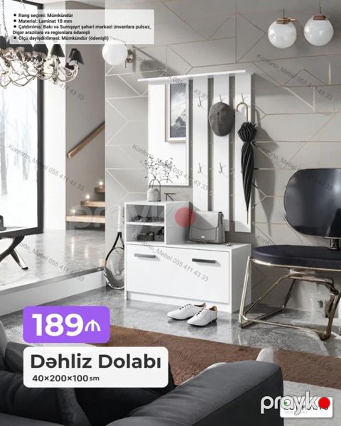 Dəhliz dolabı – 40×200×100 sm - Material: 18 mm laminat - Rəng — Bakı