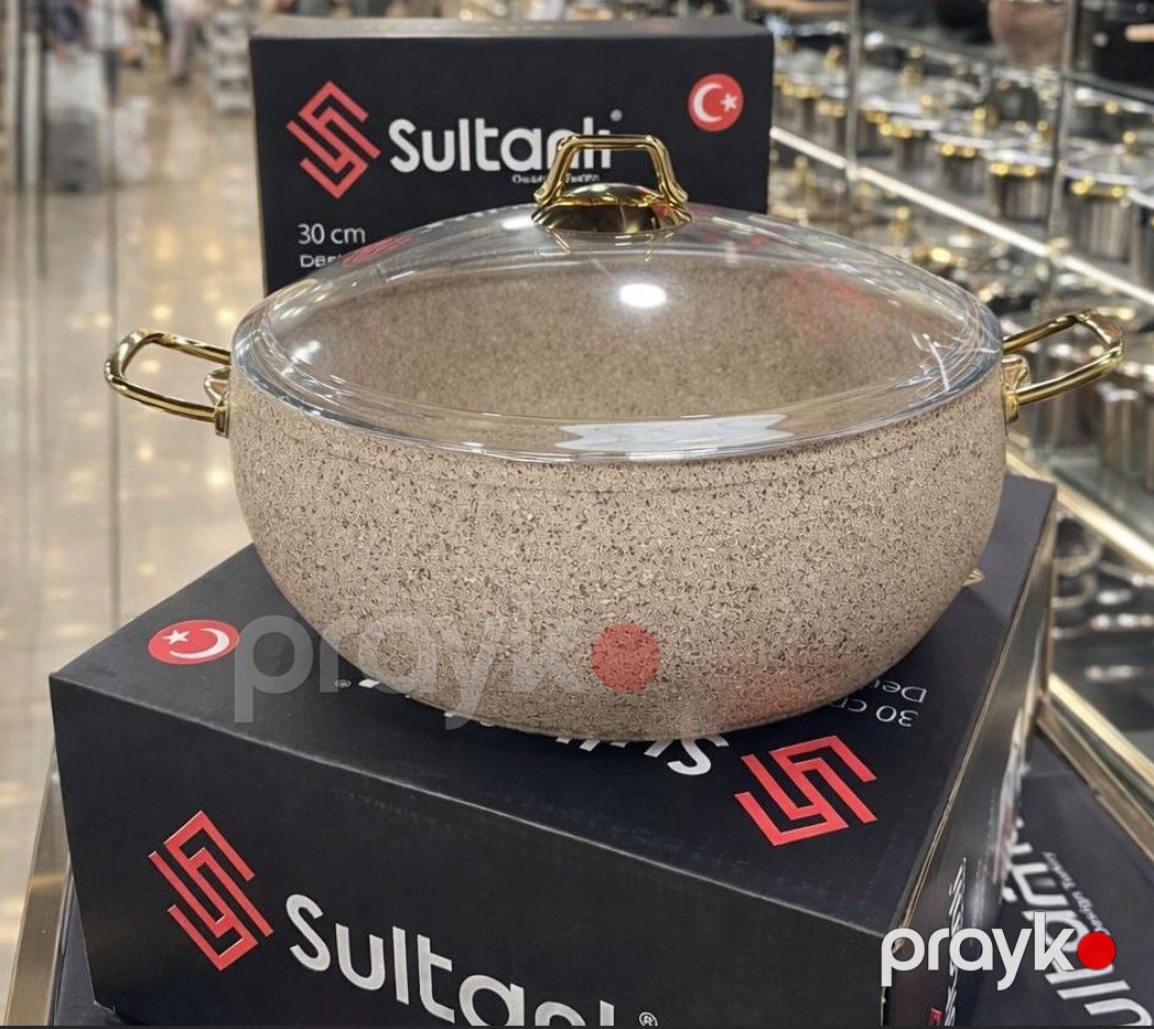 Qazan Sultanlı, qranit, krem/qızılı, 26 sm, 3.8 l — Mallar, Bakı (2)