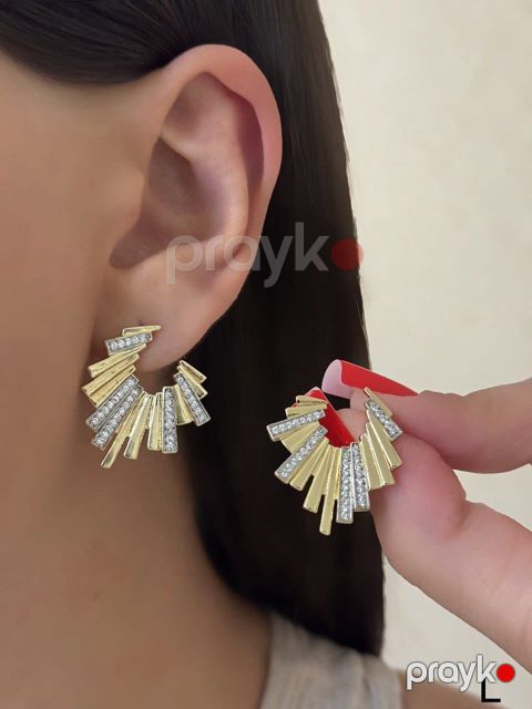 Qadınlar üçün sırğa ML_2875, paslanmaz polad, qızılı — Bakı
